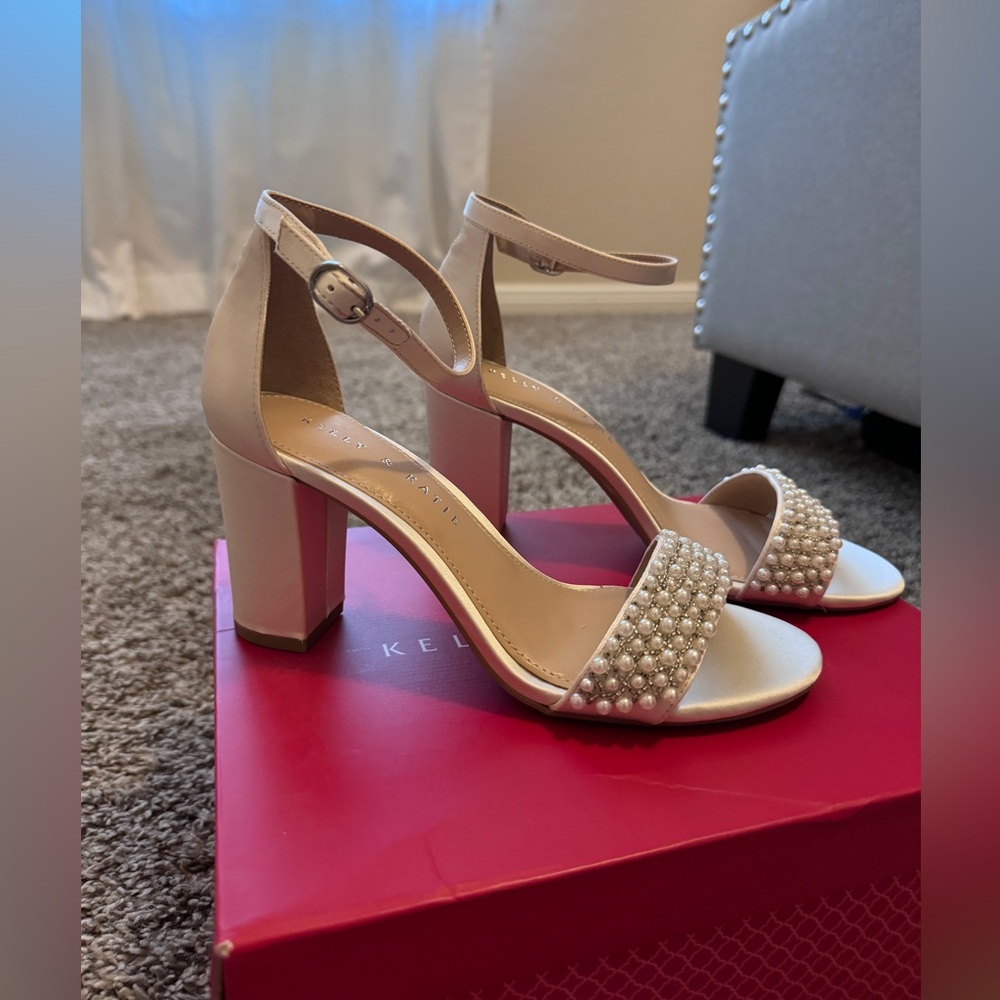 COPY - NEW - Kelly and Katie Silver Satin Heels